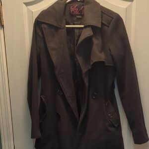 Say What? Dark Gray Double-Breasted Trench Coat